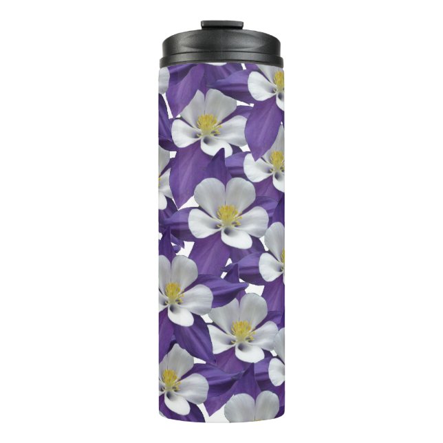 Columbine Flower Pattern Thermal Tumbler (Front)
