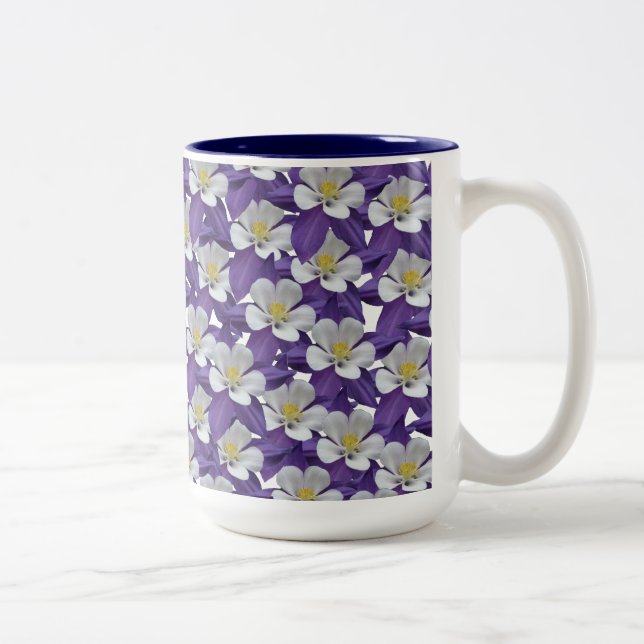 Columbine Flower Pattern Two-Tone Coffee Mug (Right)