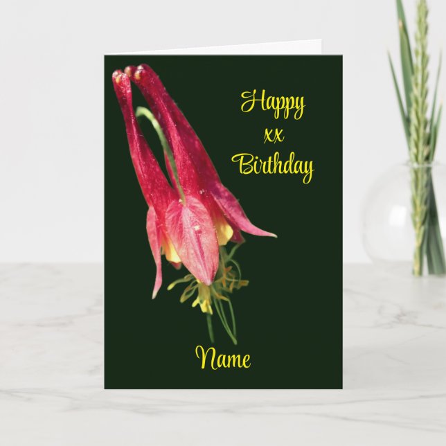 Columbine Flower Personalised Birthday Card (Front)