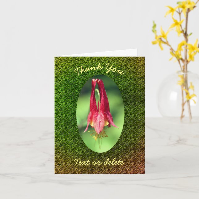 Columbine Flower Personalised Thank You Card (Yellow Flower)