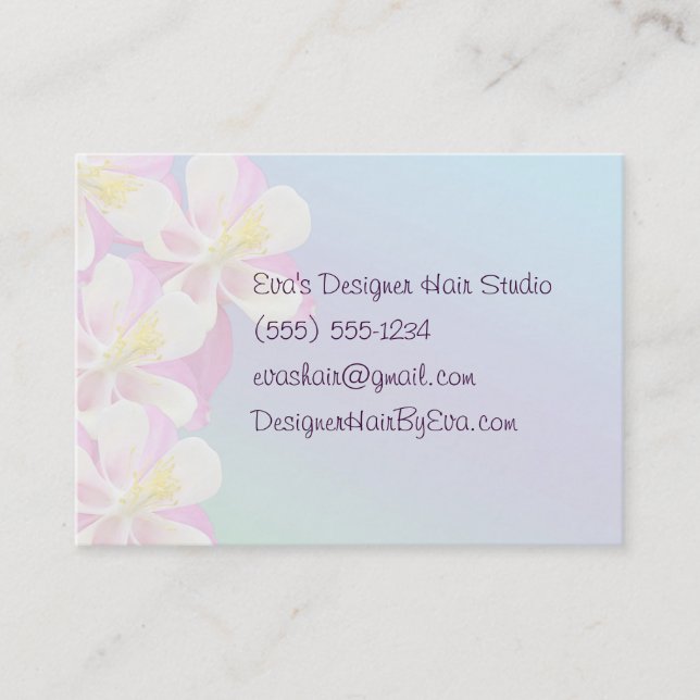 Columbine Flower Pink & White Customisable Business Card (Front)