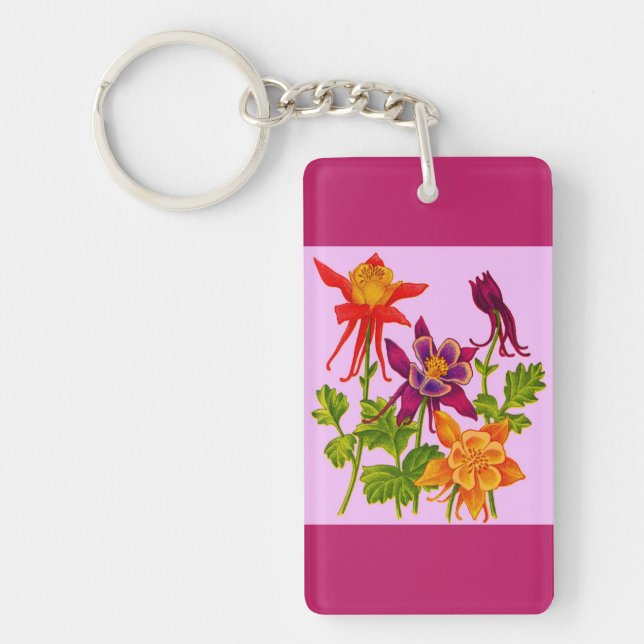 columbine flowers key ring (Front)