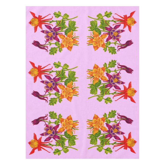 columbine flowers print tablecloth (Front)