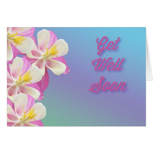 Columbine Get Well Soon Flower Pink & White (Front Horizontal)