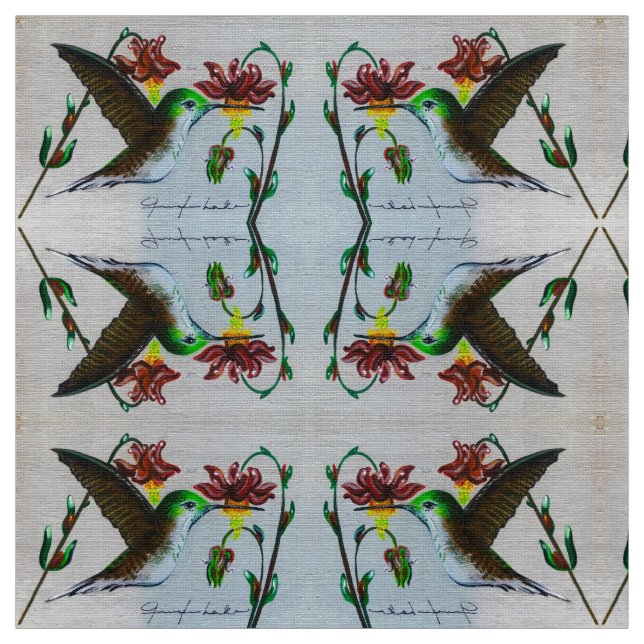 Columbine Hummingbird Fabric (Swatch)