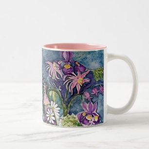 Columbine Iris and Daisy Two-Tone Coffee Mug