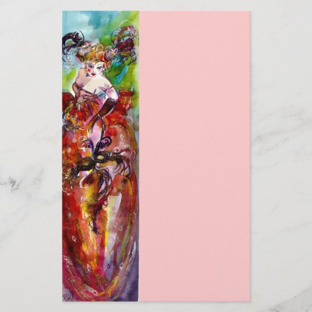 COLUMBINE, red blue green pink Stationery (Front)