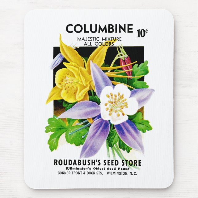 Columbine Seed Packet Label Mouse Mat (Front)