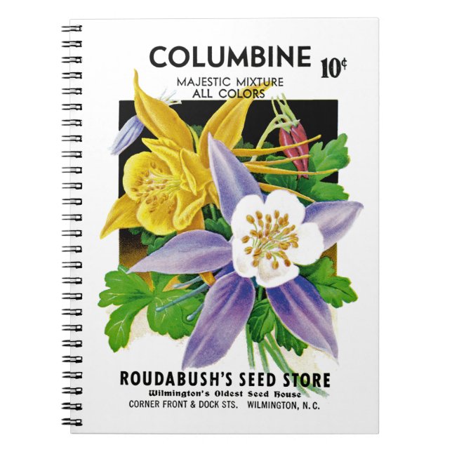 Columbine Seed Packet Label Notebook (Front)