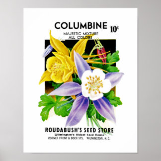 Columbine Seed Packet Label Poster