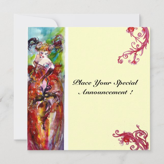 COLUMBINE, Sweet Sixteen Masquerade Party Invitation (Front)