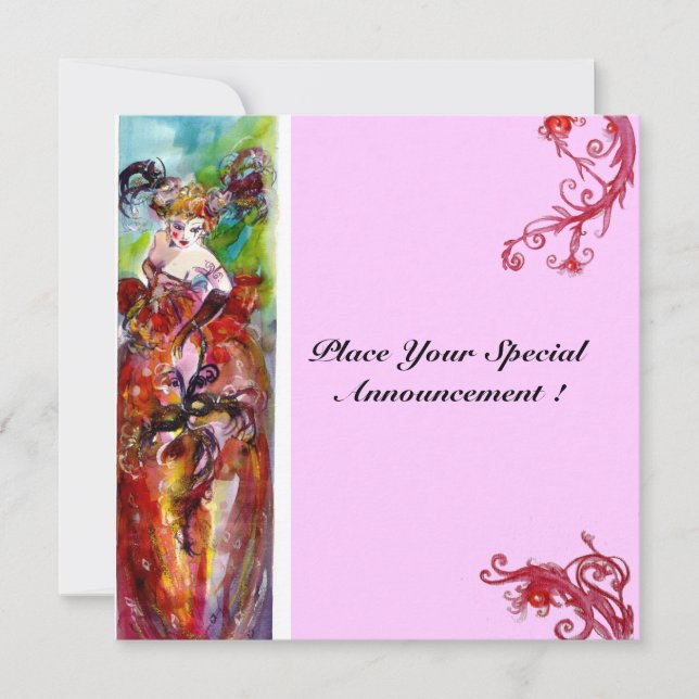 COLUMBINE, Sweet Sixteen Masquerade Party Invitation (Front)