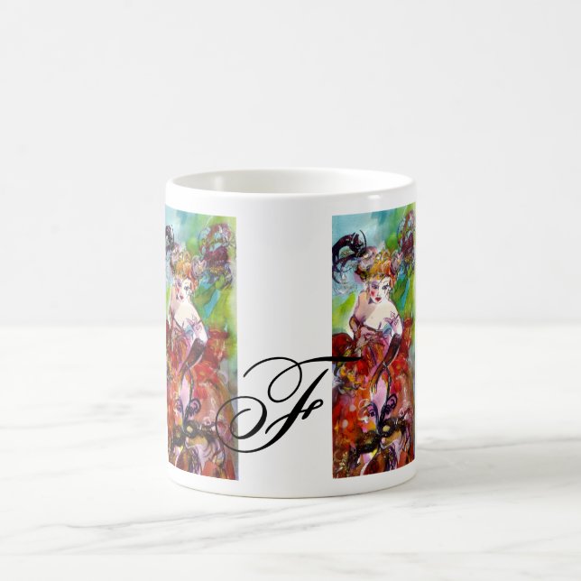 COLUMBINE / Venetian Masquerade Ball Monogram Coffee Mug (Center)
