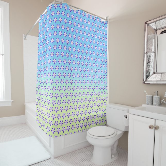 Columbine Yellow & Green Shower Curtain (In Situ)