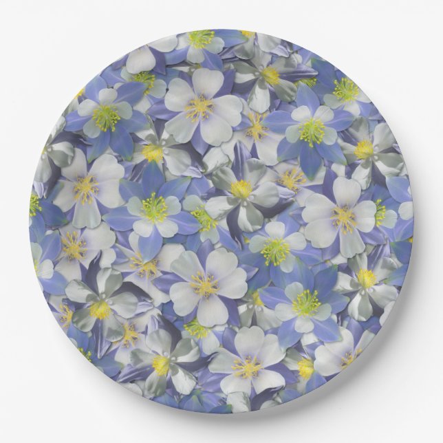 Columbines Seamless Pattern Paper Plate (Front)