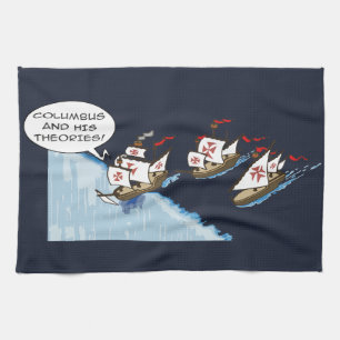 Columbus and his theories tea towel