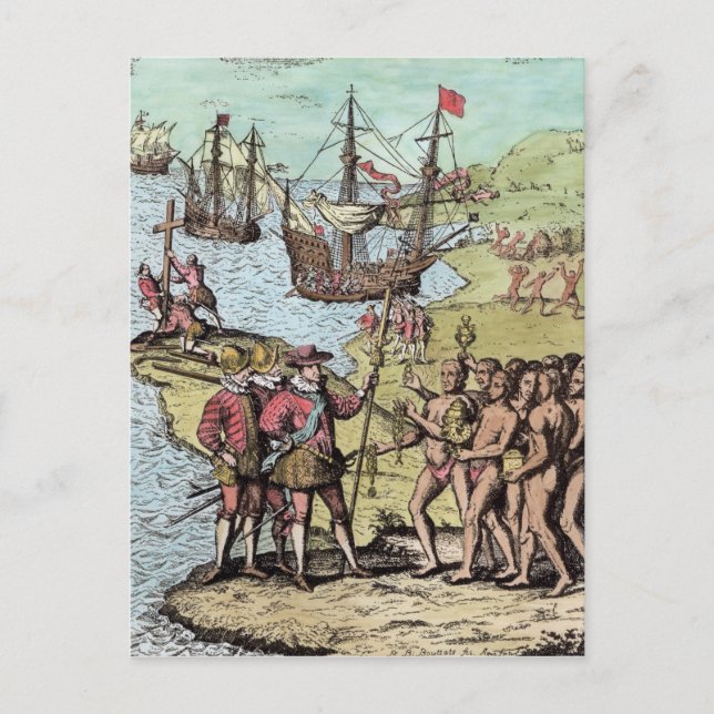 Columbus at Hispaniola Postcard (Front)