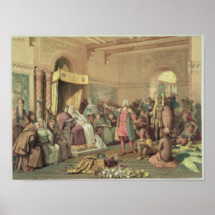 Columbus at the Royal Court of Spain in Barcelona Poster