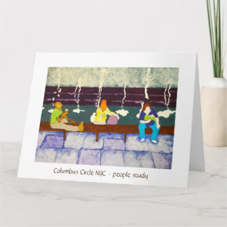 Columbus Circle art print Folded Greeting Card