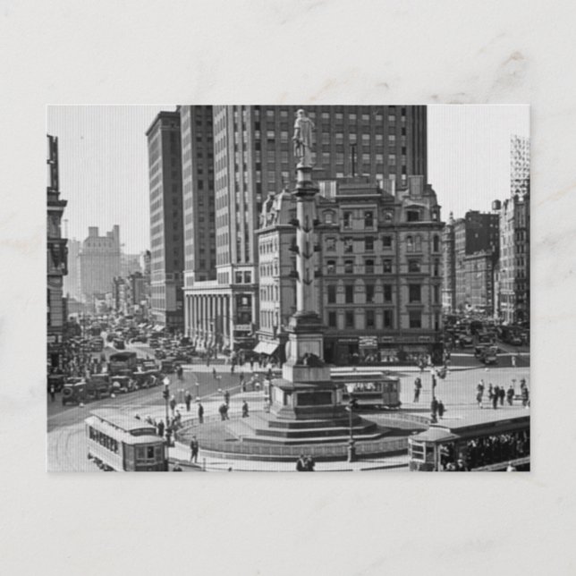 Columbus Circle Vintage Glass Slide Postcard (Front)