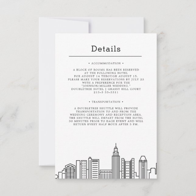 Columbus City Wedding | Guest Details Invitation (Front)