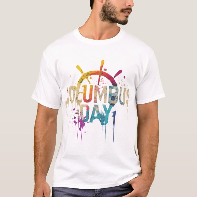 Columbus Day Basic White T-Shirt (Front)
