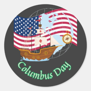 Columbus Day Classic Round Sticker