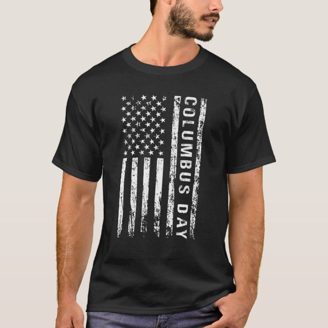 Columbus Day Discovery of America Usa flag White T-Shirt (Front)