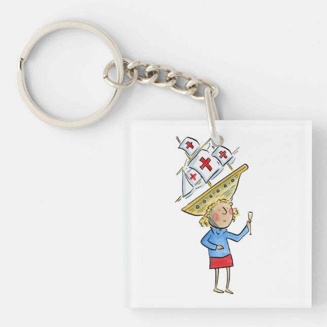 Columbus Day Key Ring (Front)