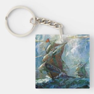 Columbus Day Key Ring