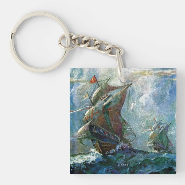 Columbus Day Key Ring (Front)
