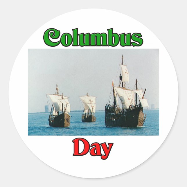 Columbus Day Ships Classic Round Sticker (Front)