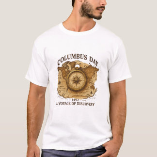 Columbus Day Vintage Map & Compass T-Shirt