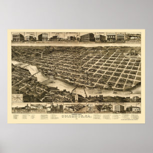 Columbus, GA Panoramic Map - 1886 Poster