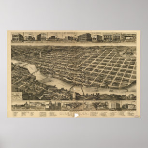 Columbus Georgia 1886 Antique Panoramic Map Poster