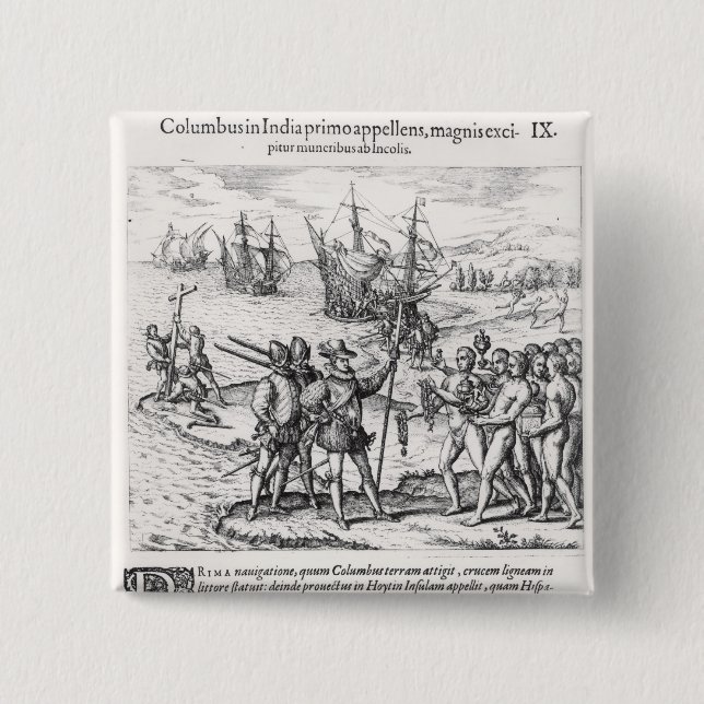 Columbus in What Was First Called India 15 Cm Square Badge (Front)