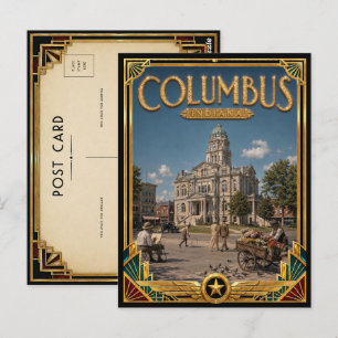 Columbus Indiana Vintage Art Deco Golden Age Postcard