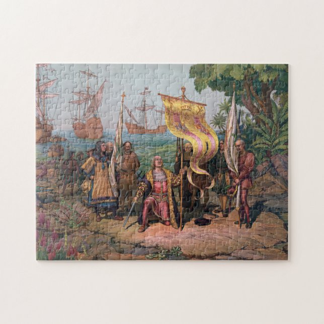 Columbus Landing in America Painting (1892) Jigsaw Puzzle (Horizontal)