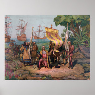 Columbus Landing in America Painting (1892) Poster