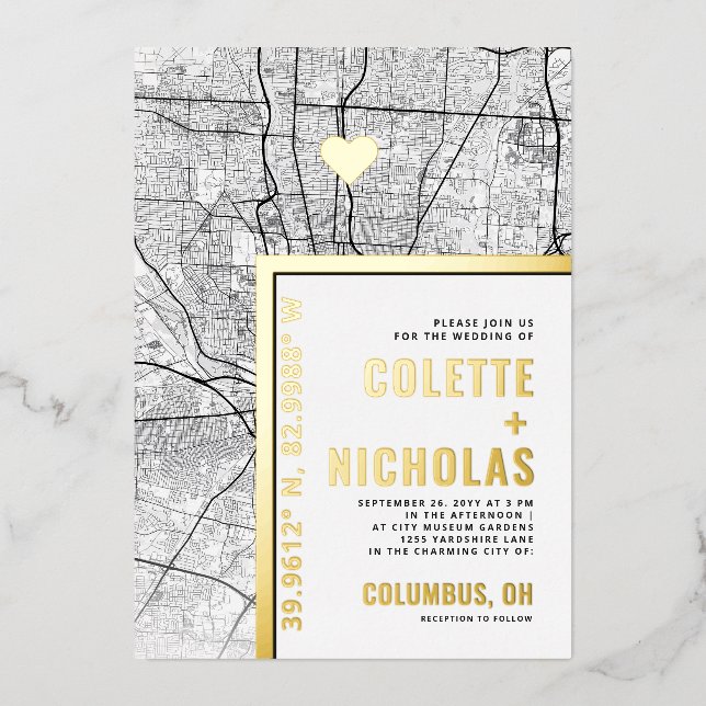 Columbus Love Locator | City Themed Wedding (Front)