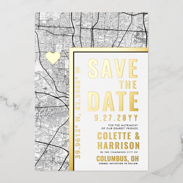 Columbus Love Locator | Wedding Save the Date (Front)