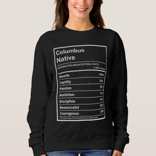 Columbus Native Funny Nutrition Pride Sweatshirt (Front)