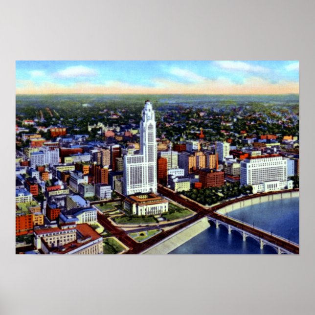 Columbus Ohio Birdseye View Poster (Front)