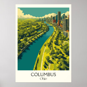 Columbus Ohio Capital City Skyline Modern Urban Poster