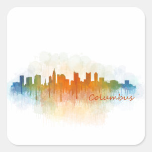 Columbus Ohio, City Skyline, v3 Square Sticker