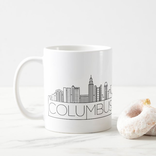 Columbus, Ohio | City Stylized City Skyline Coffee Mug (With Donut)