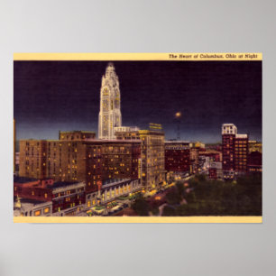 Columbus Ohio night scene Poster