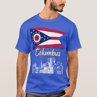 Columbus Ohio OH Souvenir Skyline Flag Design frie T-Shirt