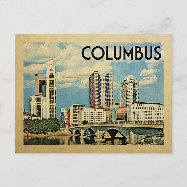 Columbus Ohio Postcard Vintage Travel (Front)