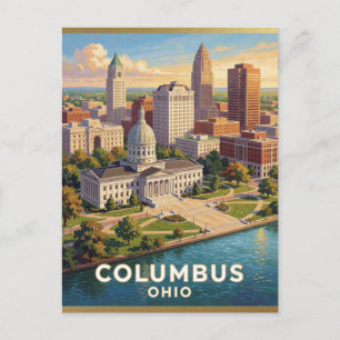 Columbus Ohio Scioto River Travel 🏛️ Postcard